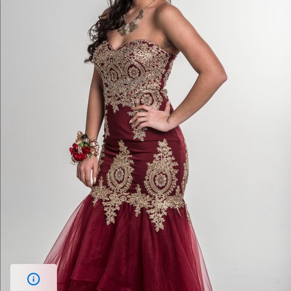 embroidered burgundy dress
